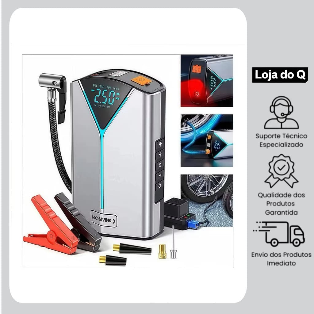Partida de emergência portátil para motocicleta e carro com Compressor