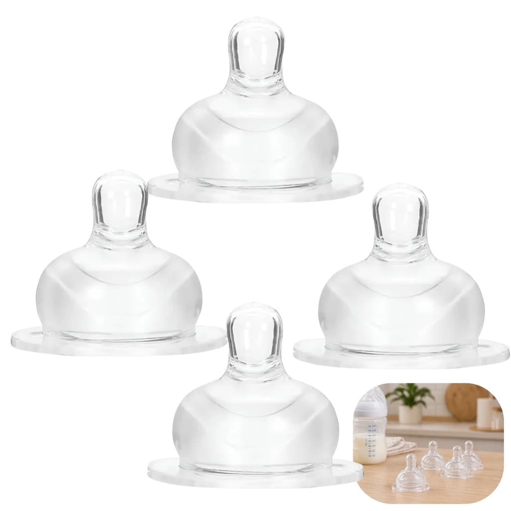 Bico Big De Mamadeira Soft Wide Neck T2 Silicone Kit de 4 Unidades Livre Bpa