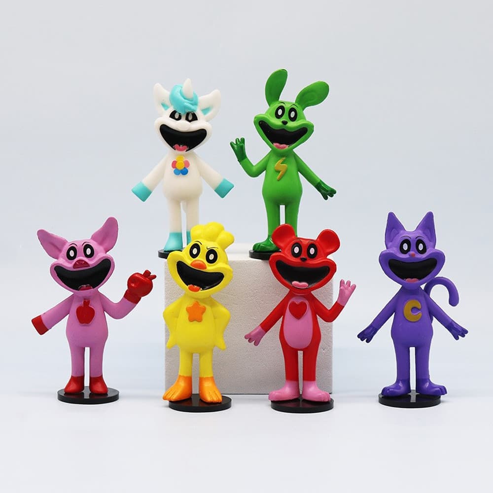 6 Pçs/Set 11cm Jogo Anime O Incrível Digital Circo Zoonomaly Monstro Sorriso Gato Bobby Q Versão PVC Figuras De Ação Mod