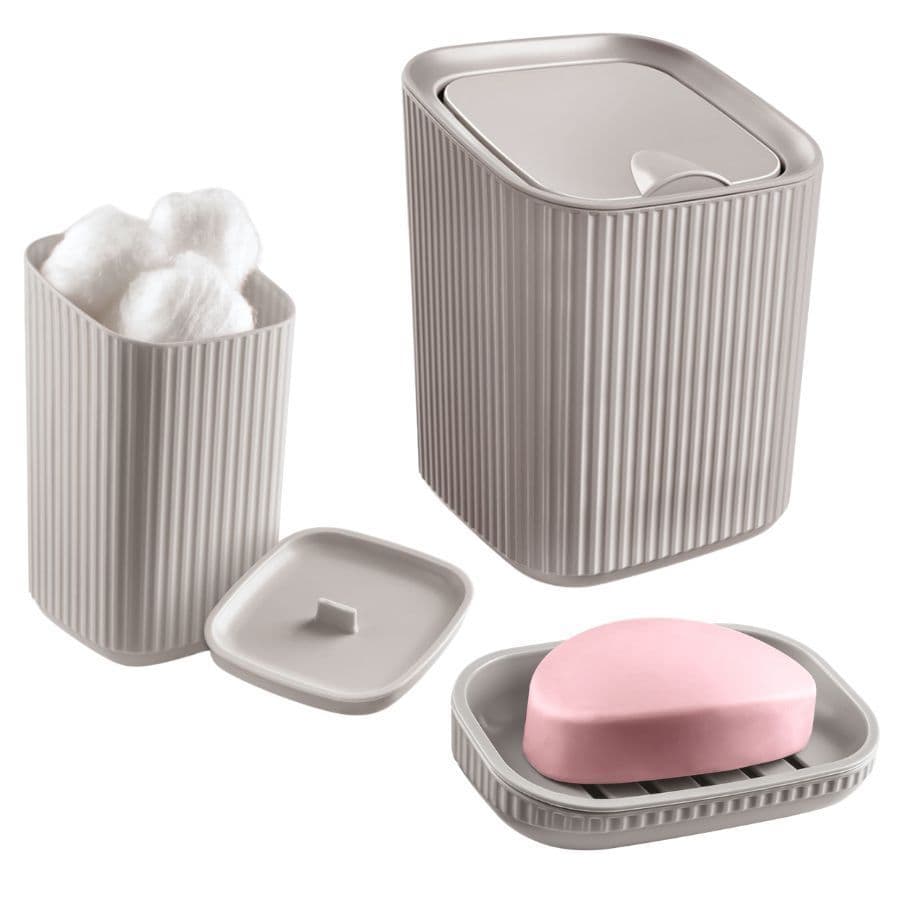 Kit Banheiro 3 PEÇAS Lixeira Pia 1,2l Porta Algodao Saboneteira Usual Utilidades