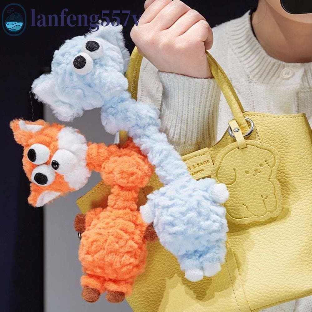Chaveiro De Pelúcia De Macaco De Pescoço Longo LANFENG , Pingente De Bolsa De Coelho De Cor Branca Com Design Engraçado