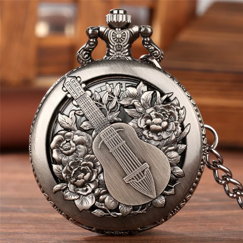 Vintage Oco Pipa Flor Design Masculino Feminino Analógico Relógio De Bolso De Quartzo Com Colar Pingente Corrente