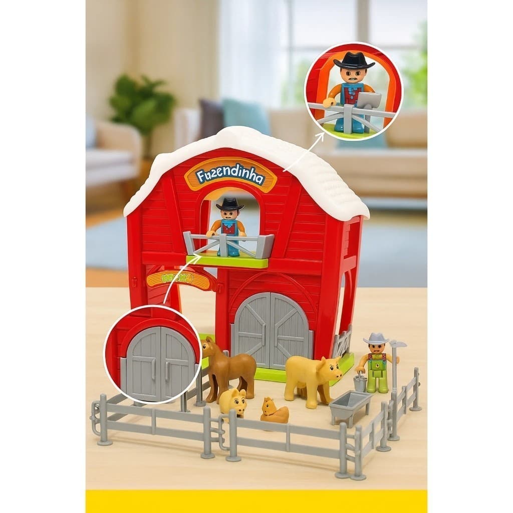 Brinquedo Fazendinha 21 Peças Animais Fazenda Infantil Educativo