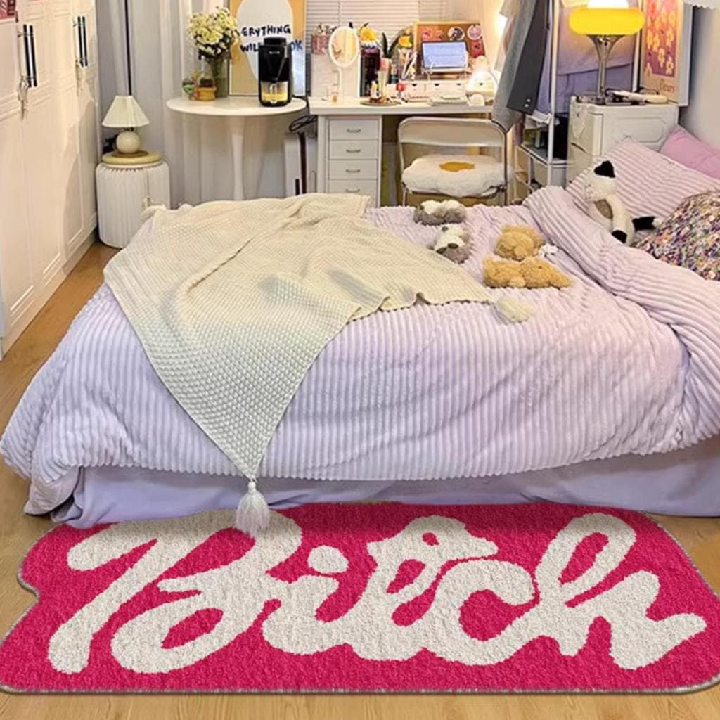 Imitação de caxemira dopamina rosa tapete vestiário espelho frente cobertor decoração do quarto ins quarto modificação d