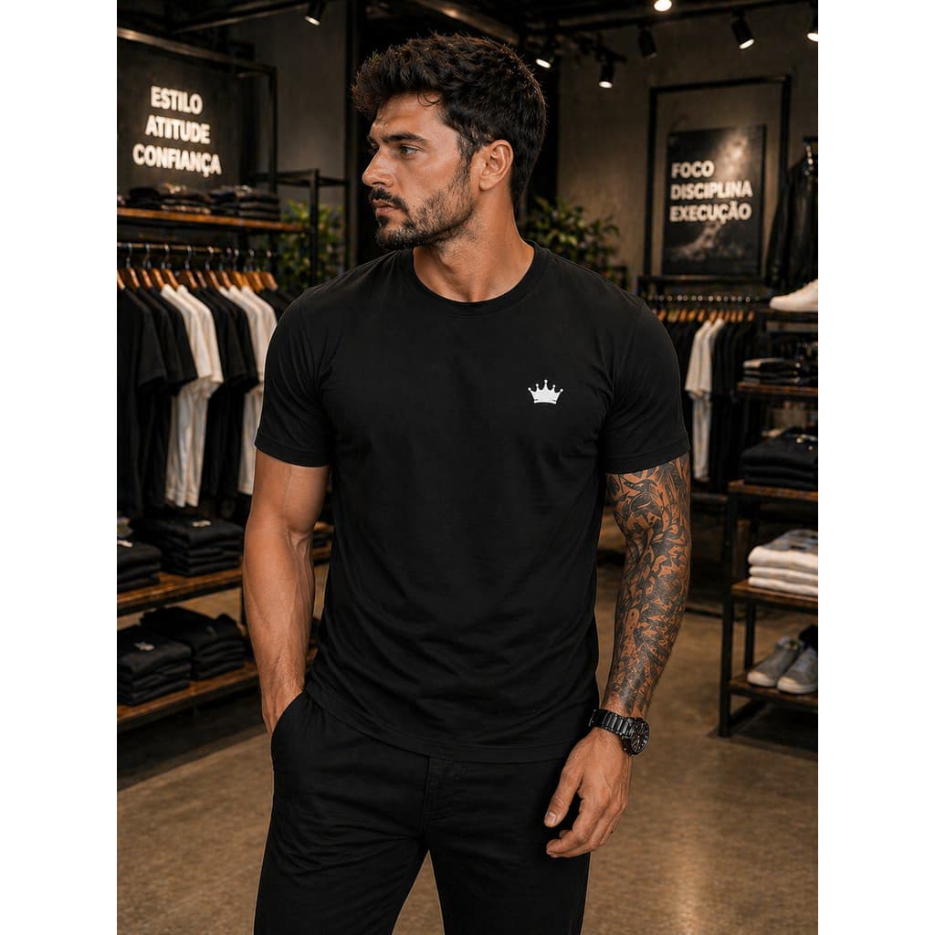 CAMISETA MASCULINA COROA MINIMALISTA 100% ALGODÃO  PROMOÇÃO