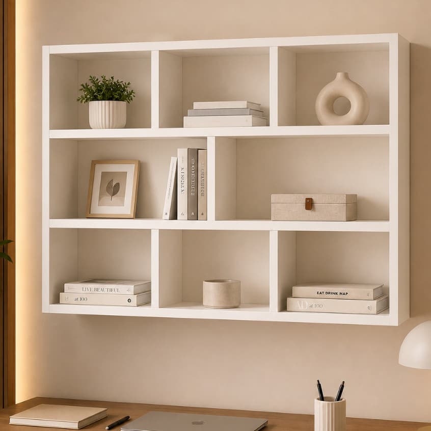 Prateleira Cubo Decorativa Nicho Em MDF Branco Decoração Quarto Sala