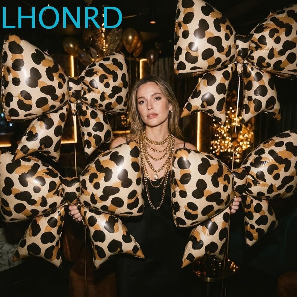 LHONRD 2 Peças De Balão Com Laço , Grosso Estampa De Leopardo De Folha De Alumínio De Festa De Festival De Decoração