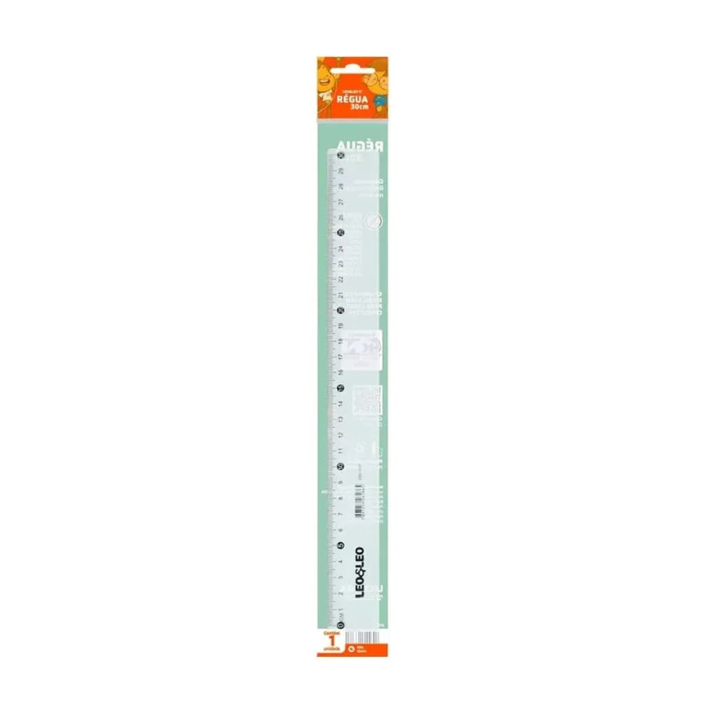 Régua Plastica 30cm Transparente Escolar Infantil Cristal