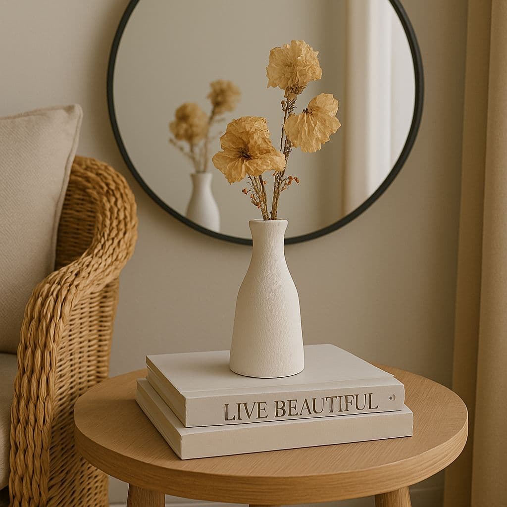 Vaso Branco Marfim 18cm Decorativo para Aparador Sala Design Elegante garrafa