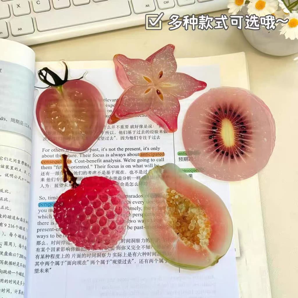 Ins estilo fruta acrílico marcador bonito dos desenhos animados criativo livro marcação cartão à prova dwaterproof água