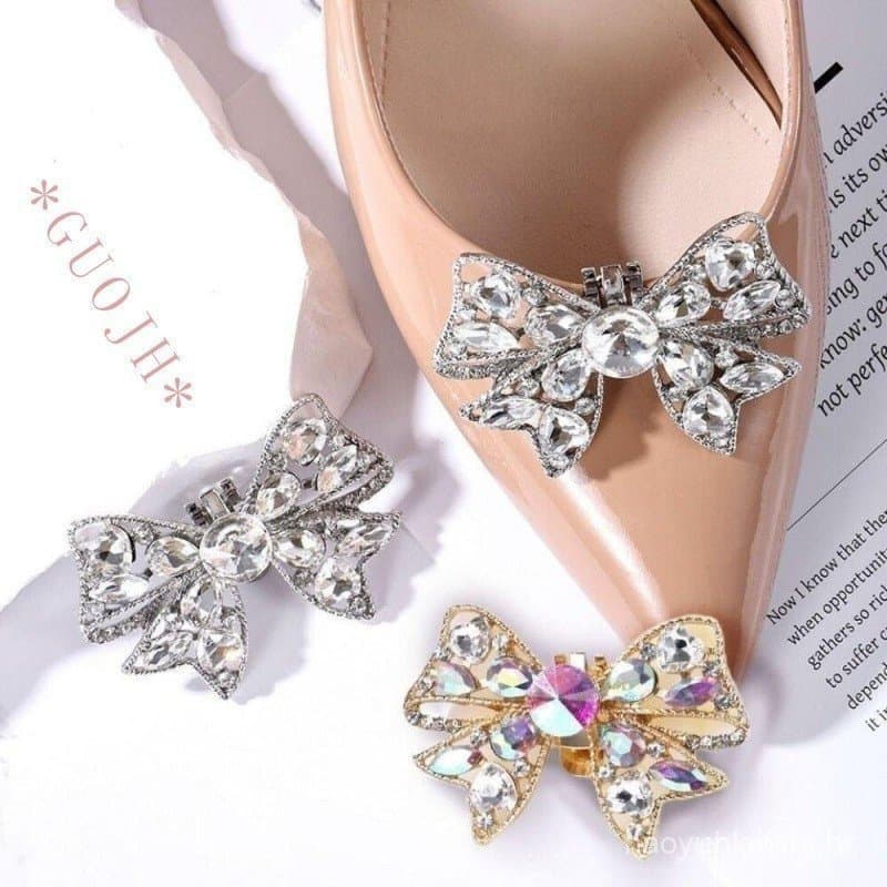 GUOJH Beleza Clipes De Sapatos , Fivelas Rhinestone Bowknot , Jóias De Salto Alto Removíveis Decorações De Noiva