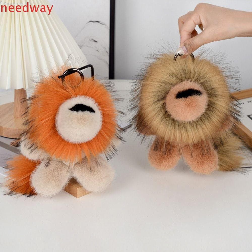 NEEDWAYB Pingente De Pelúcia De Leão , Simulação De Pele De Coelho Com Cauda Chaveiro , Animal Fofo