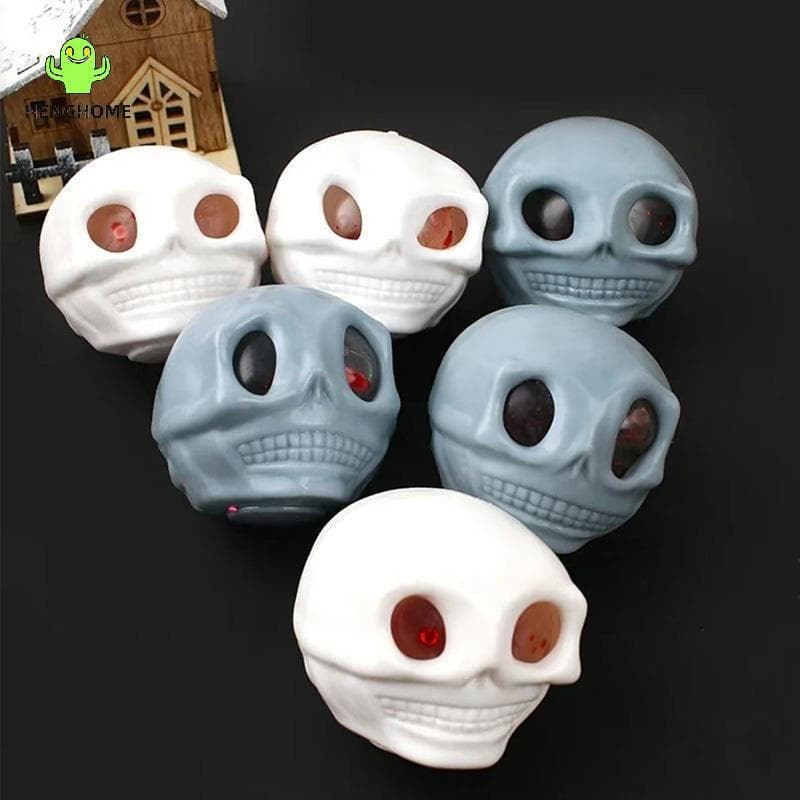 HENGHOME 1/2 Pçs Espremer Crânios Com Sangue E Larvas Halloween Brincadeira Brinquedos Bolas De Estresse Crânio Fidget D