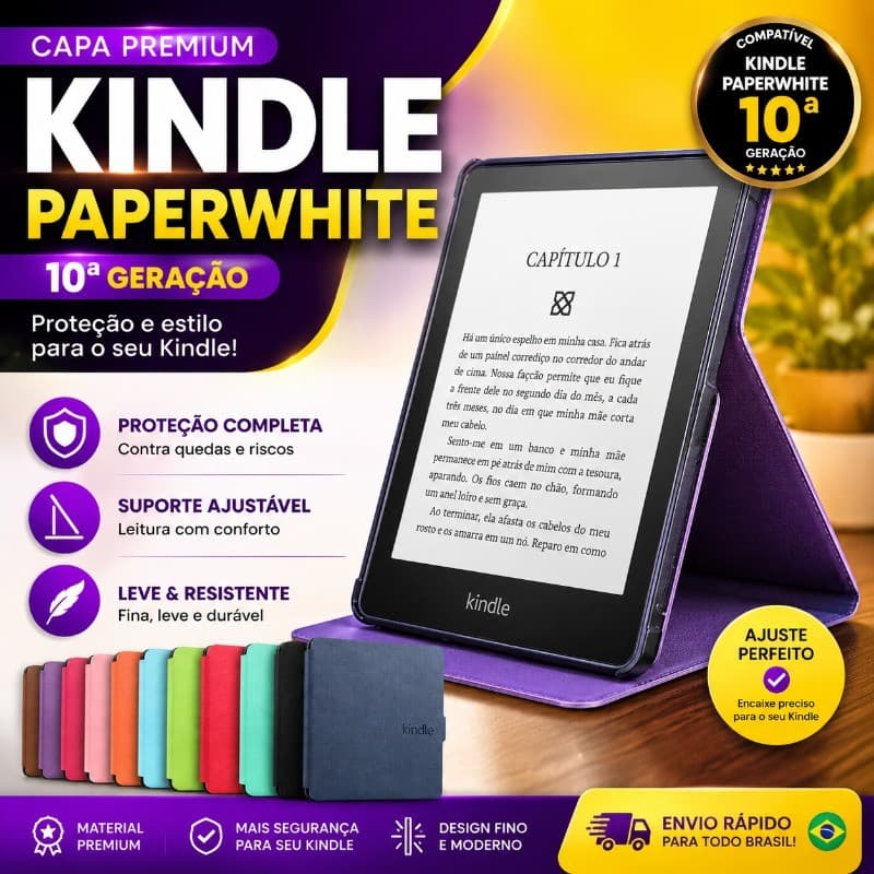 Capa silicone para Kindle 10ª geração Papewhite (não serve 10ª geração normal )-modelo pq94wif Geração Antiqueda