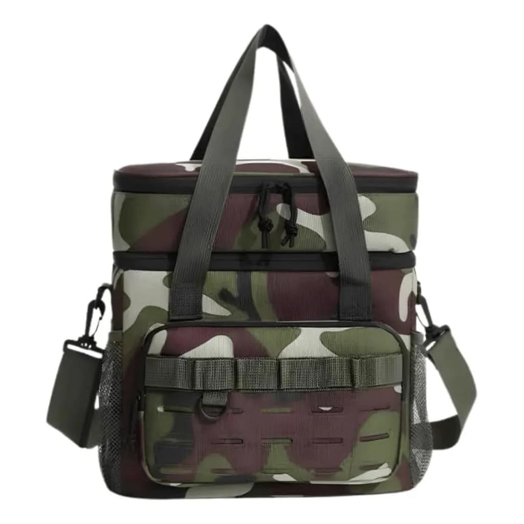 Bolsa Térmica Grande Camuflada C/ Alça 2 Divisórias Capacidade de 13 Litros mantém Quente ou Frio