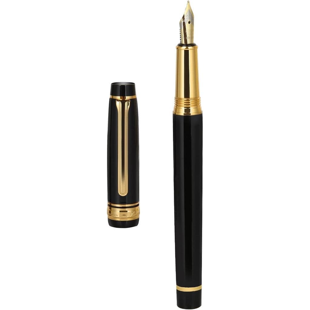 Caneta-tinteiro Premium - Escrita Suave, Conjunto de Canetas de Luxo com Detalhes em Ouro 24K, Conjunto de Canetas Recar