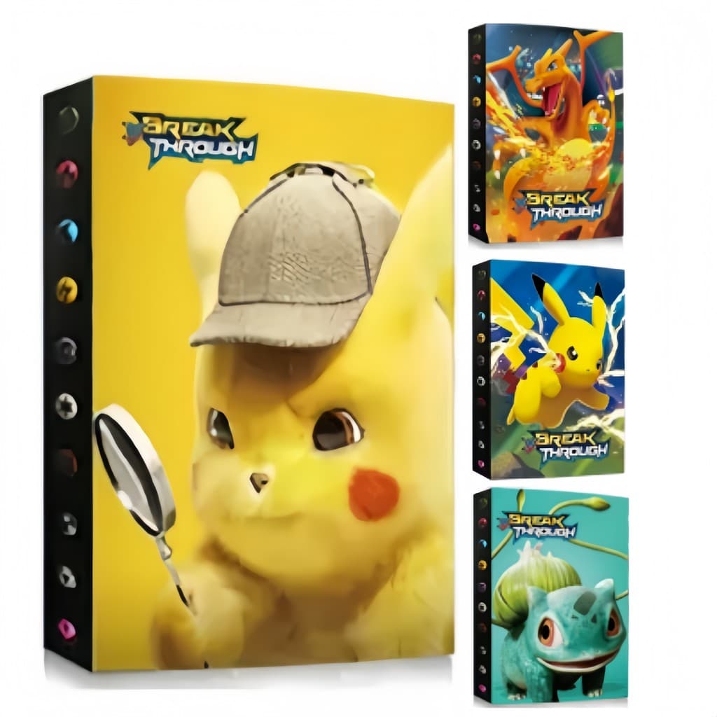 Fichário Álbum Pasta Pokémon P/ Cartas Pokémon Capa Dura TCG - 240 Cartas -Pikachu- Charizard