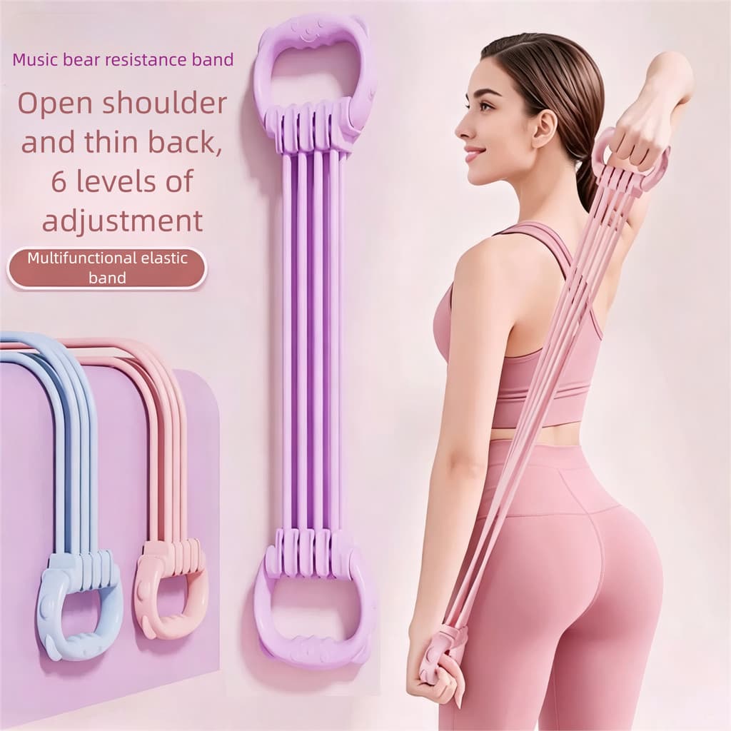 Número de libra ajustável tensor de 8 caracteres feminino ombro aberto bela volta seis fios faixa elástica de Fitness em