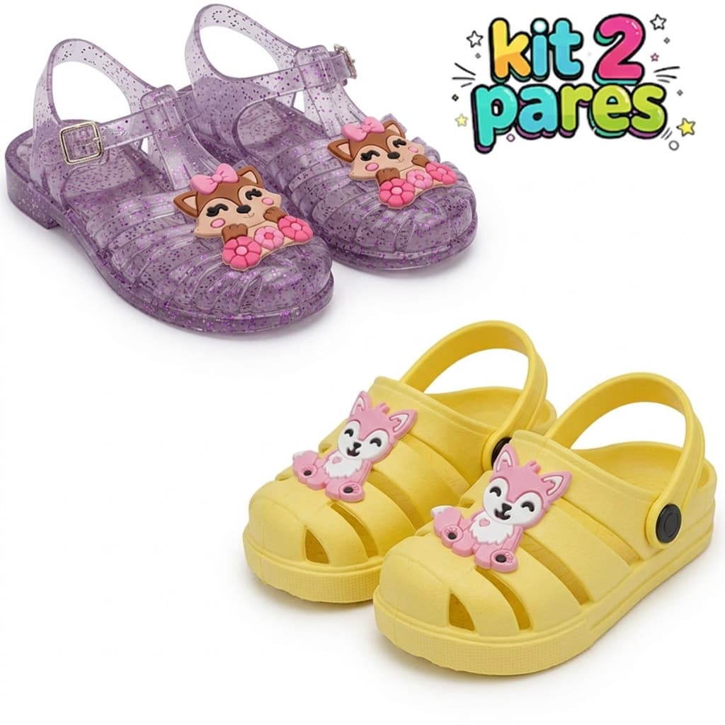 Kit 2 Sandalia Infantil Menina Sola Antiderrapante Arejado Leve