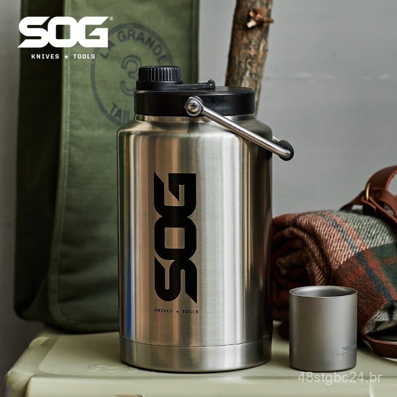 Chaleira e copo térmico American SOG de grande capacidade (3,7L) para camping ao ar livre, viagens de carro, pesca e aca