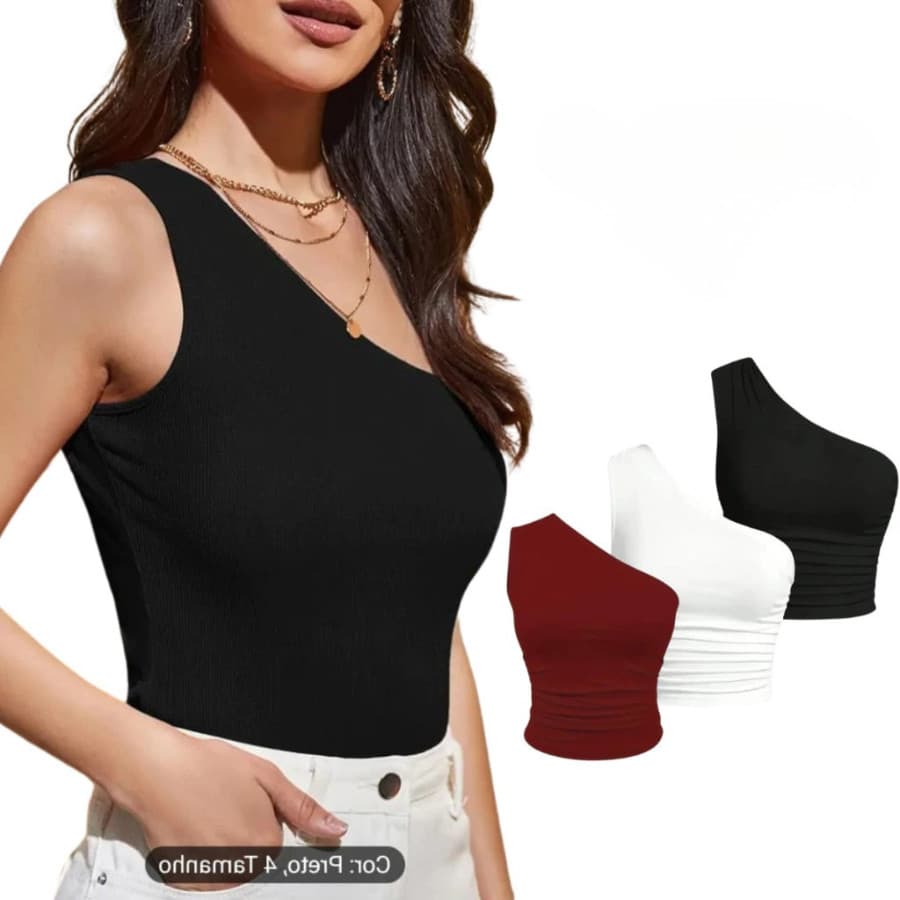 Blusinha Feminina Nula Manga Ribana Algodão Mula Manca Ombro Só Básica Social Elegante