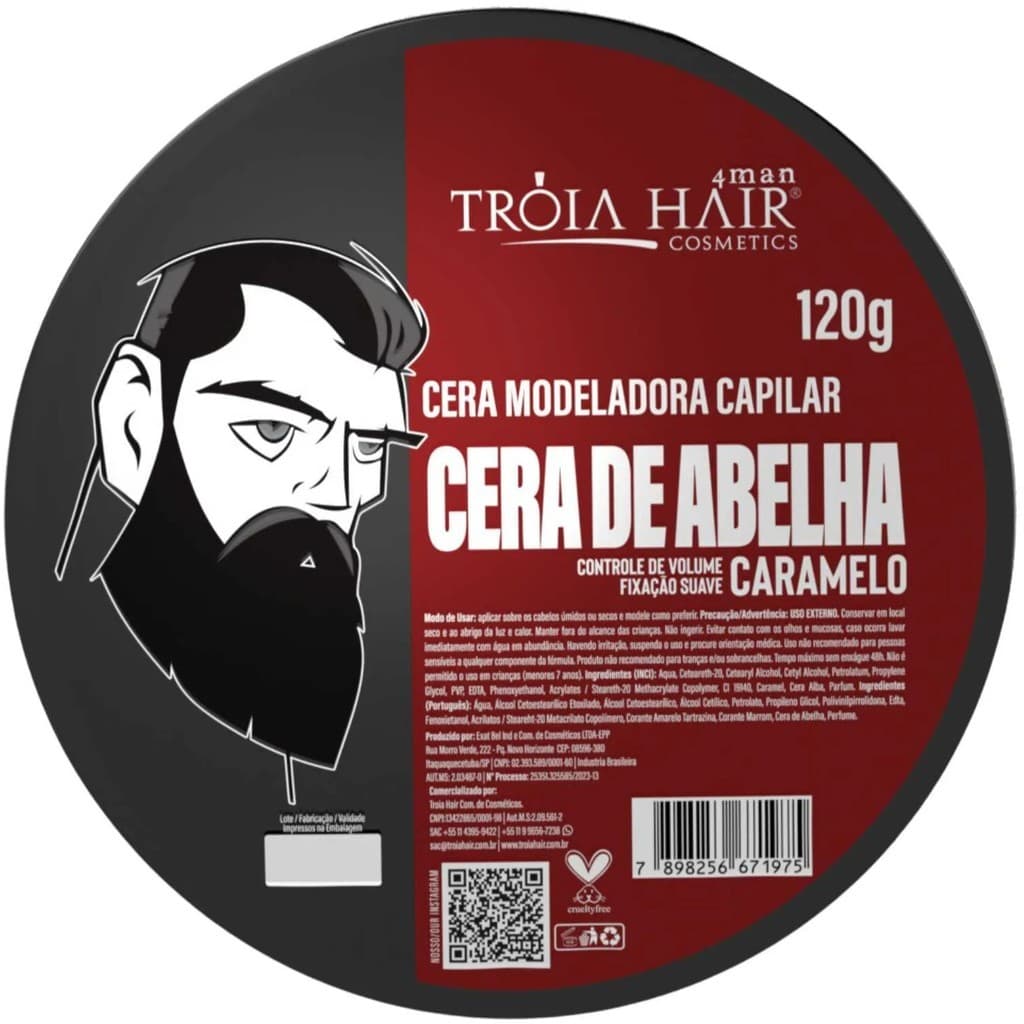 Cera cabelo Caramelito Troia Hair Efeito Molhado e Brilhoso Fixação Forte Penteado Liso Duradouro Sem Resíduos