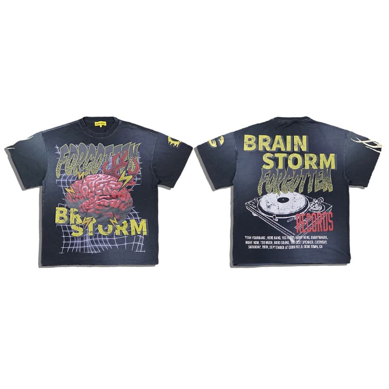 Linda marca de moda de rua civilizada masculina feminina Casual leve elástico grande impressão solta camiseta de manga c