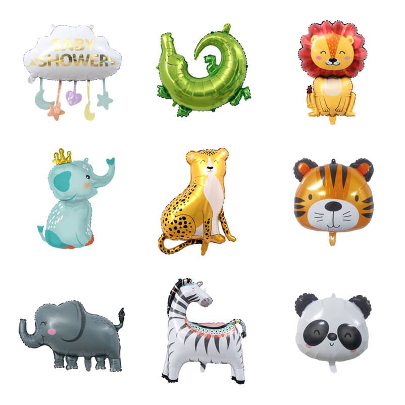 Balão metalizado tema animais selvagens leopardo leão elefante girafa zebra kit festa aniversário criança decoração