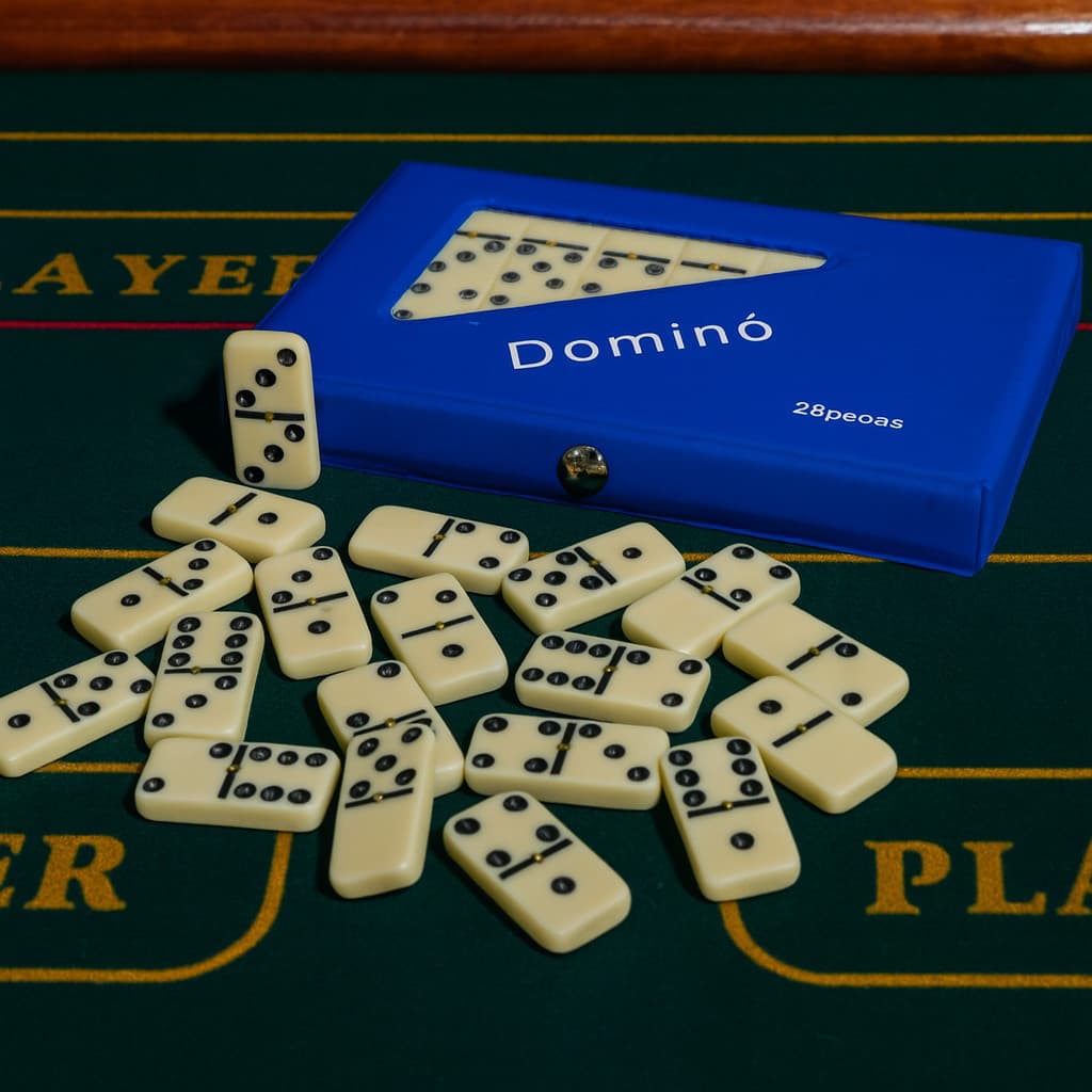 Dominó Profissional De Osso Estojo Com 28 Peças Dominó Estojo Grande