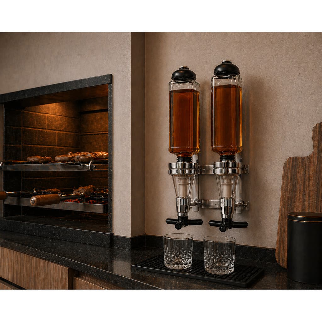 Dispenser Bar Butler Porta Bebidas Suporte de Parede Whisky Pinga Vodka Dosador Para Até 2 Garrafas