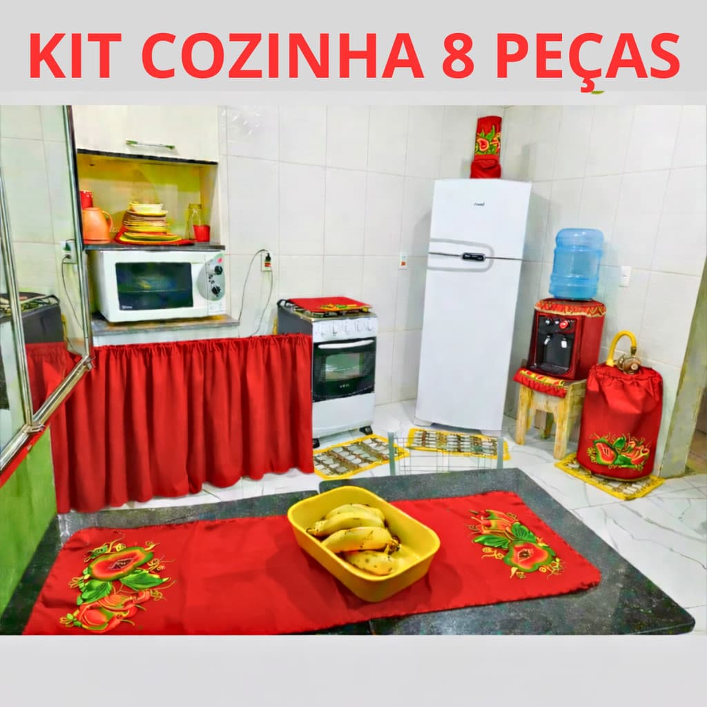 KitCozinha 8Pçs Jogo Americano Pano Oxford CortinaPia Capa Utensílios Decoração Casa Barato Promoção