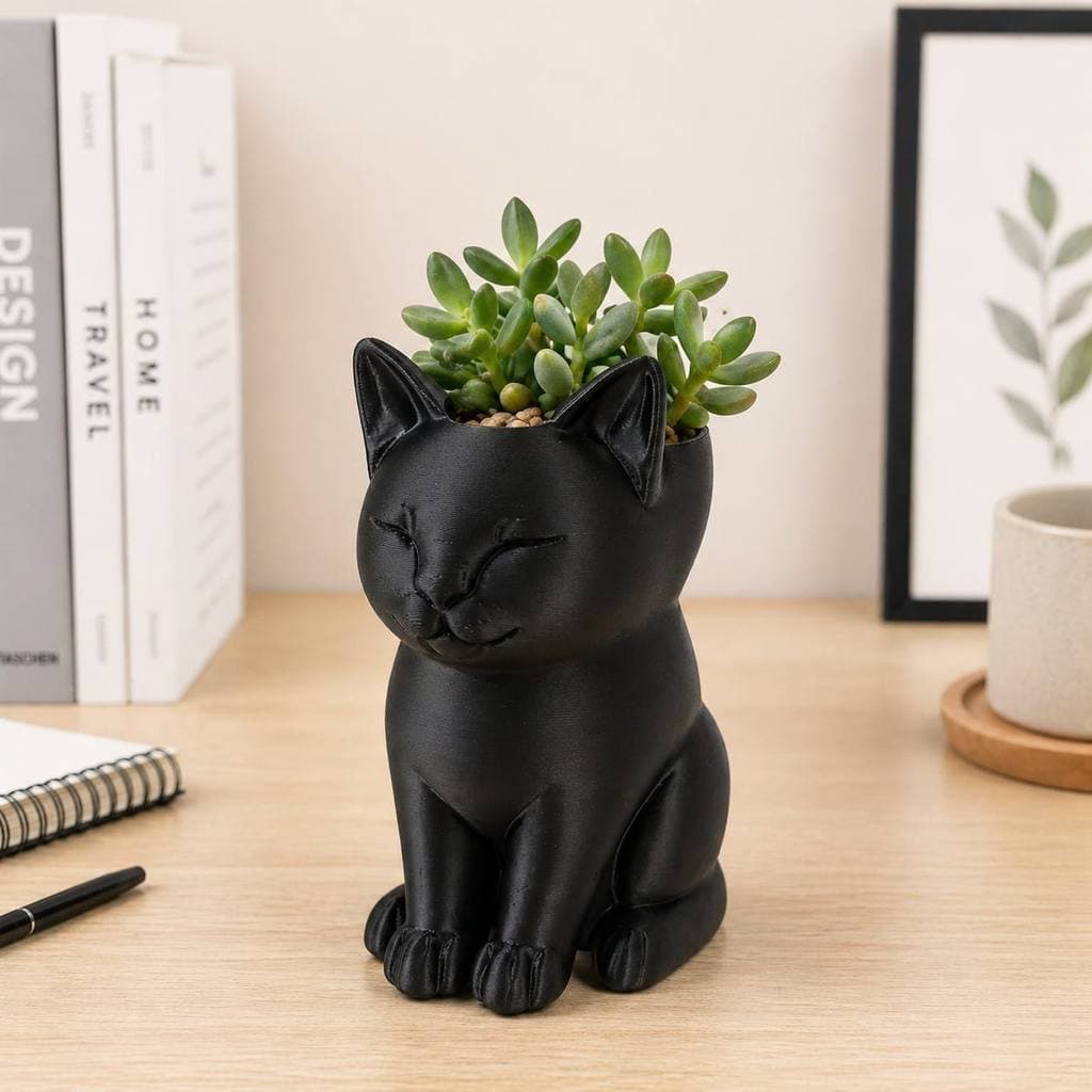 Vaso Decorativo Gatinho em PLA 3D Porta Planta  15cm