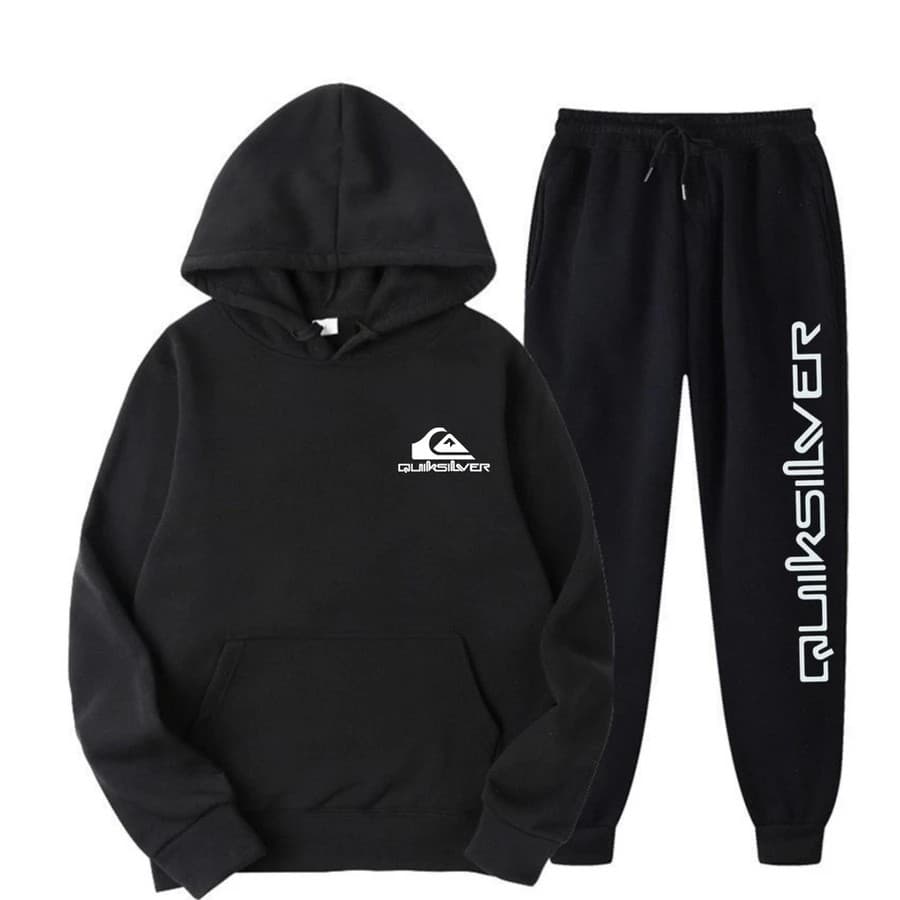 Conjunto Moletom Canguru Masculino Quik Blusa De Frio + Calça Moletom Estampados Unissex Outono/Inverno