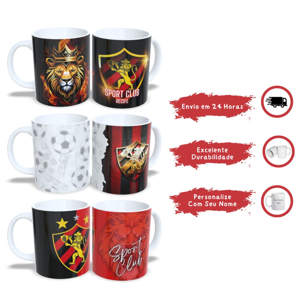 Caneca do Sport Clube Recife! Ideal Para Quem Ama o Leão da Ilha! Vários Modelos! Promoção Especial!