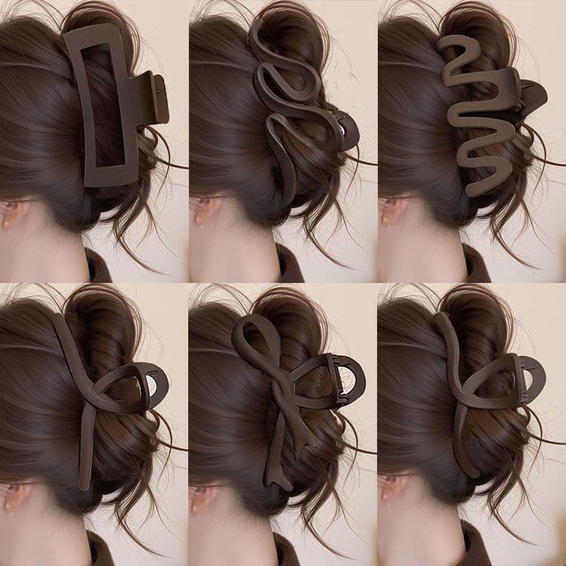 Cor de café fosco Grab clip grande grampo de cabelo feminino novo estilo volta cabeça Volume do cabelo mais tubarão clip