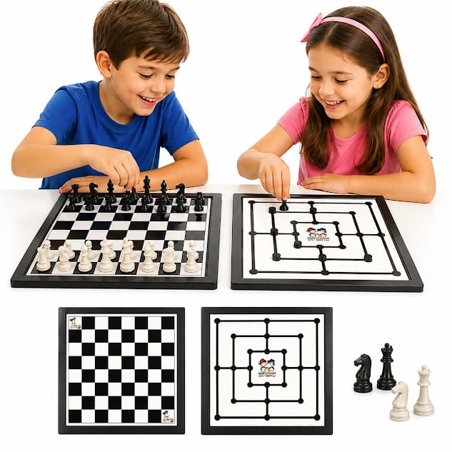Jogo Dois Em Um Clássico Infantil Xadrez Com Trilha Diversão