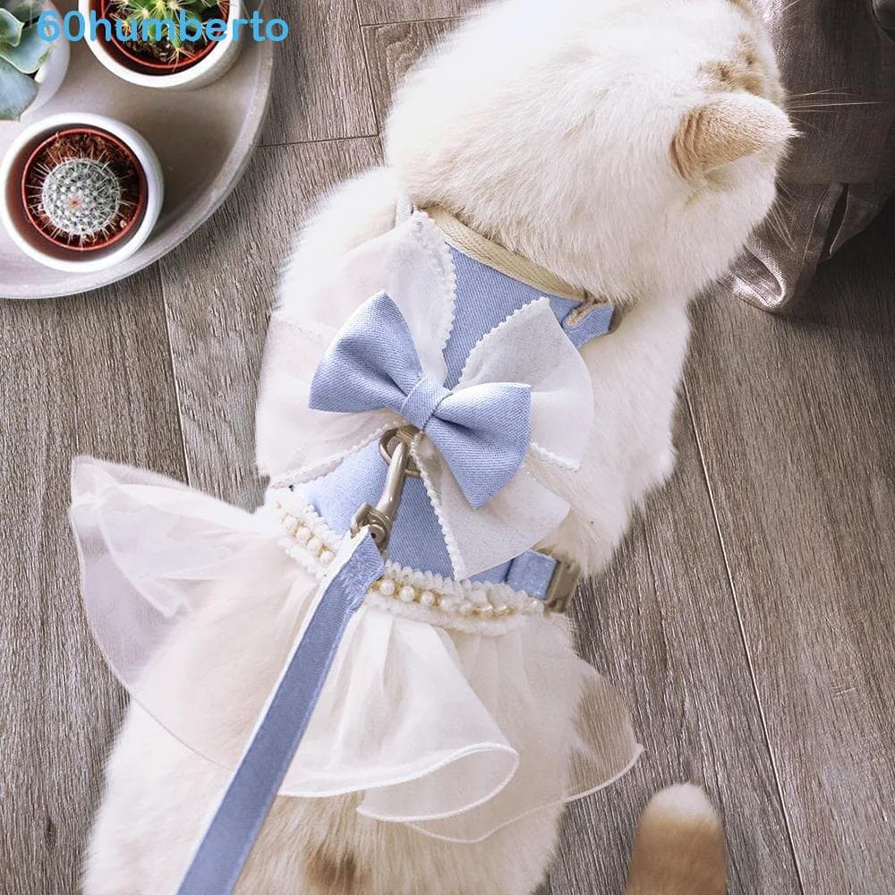 Colete Para Gatos HUMBERTO , Coleira Ajustável Estilo Princesa , Nylon Com Corda De Tração Cães Laço