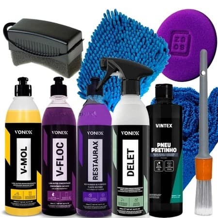 KIT V-FLOC + V-MOL + RESTAURAX + DELET + PNEU PRETINHO VONIXX VINTEX