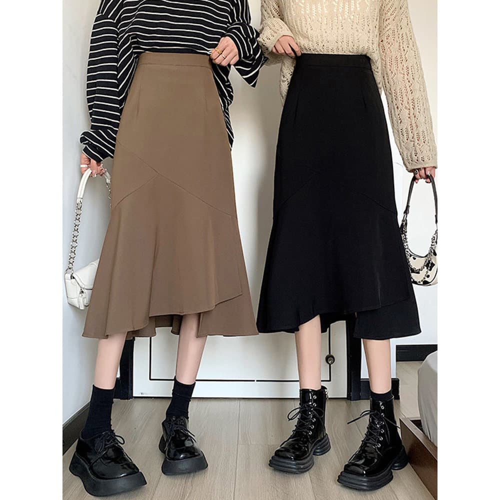 Saia Irregular feminina primavera verão 2026 novo estilo Fishtail saia de comprimento médio estilo Hip-embalado cintura