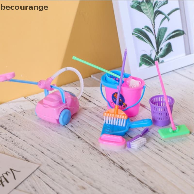 [9pcs Mini Mop Broom Toys Kit De Ferramentas De Limpeza De Brinquedos De Vassoura Doll House Clean [BR] ECXT