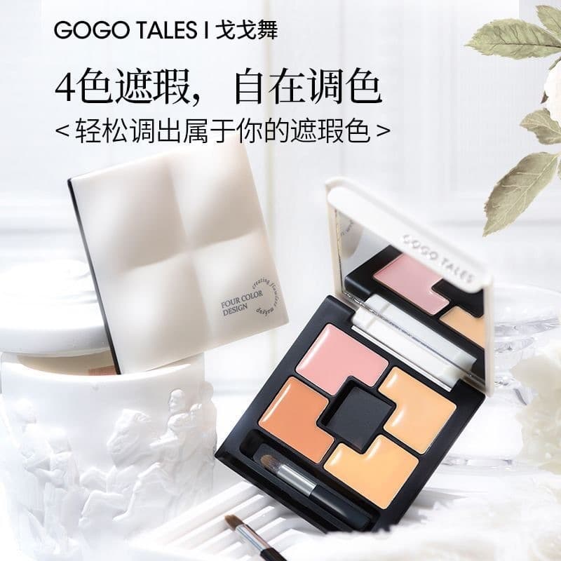 Gogo dança paleta de corretivo de quatro cores corretivo Facial escondendo manchas marcas de Acne olheiras rasgo sulco b