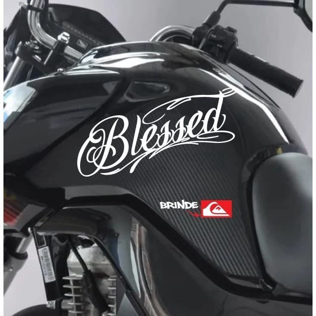 Adesivo Blessed Abençoado Moto Viseira Capacete Tanque
