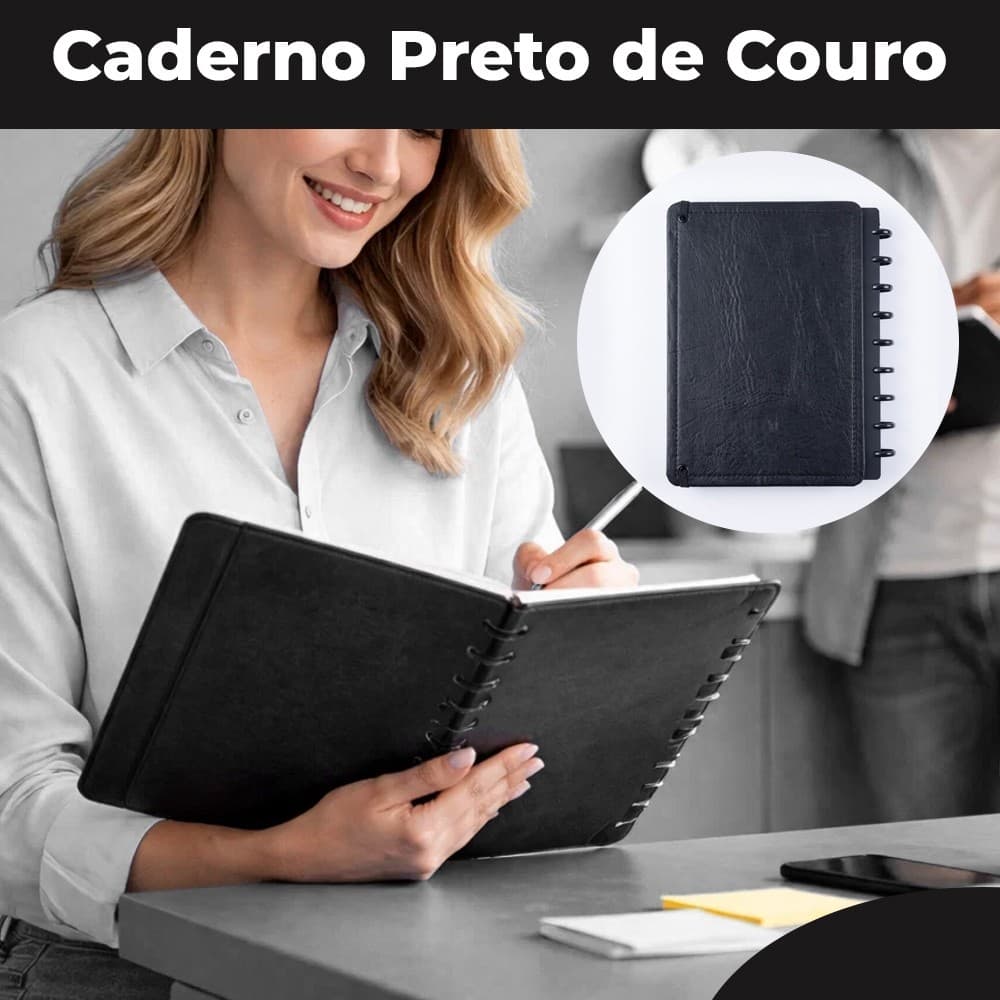 Caderno Disco Reposicionável Capa Dura Médio Universitário Fichário Estudo Anotações Escolar