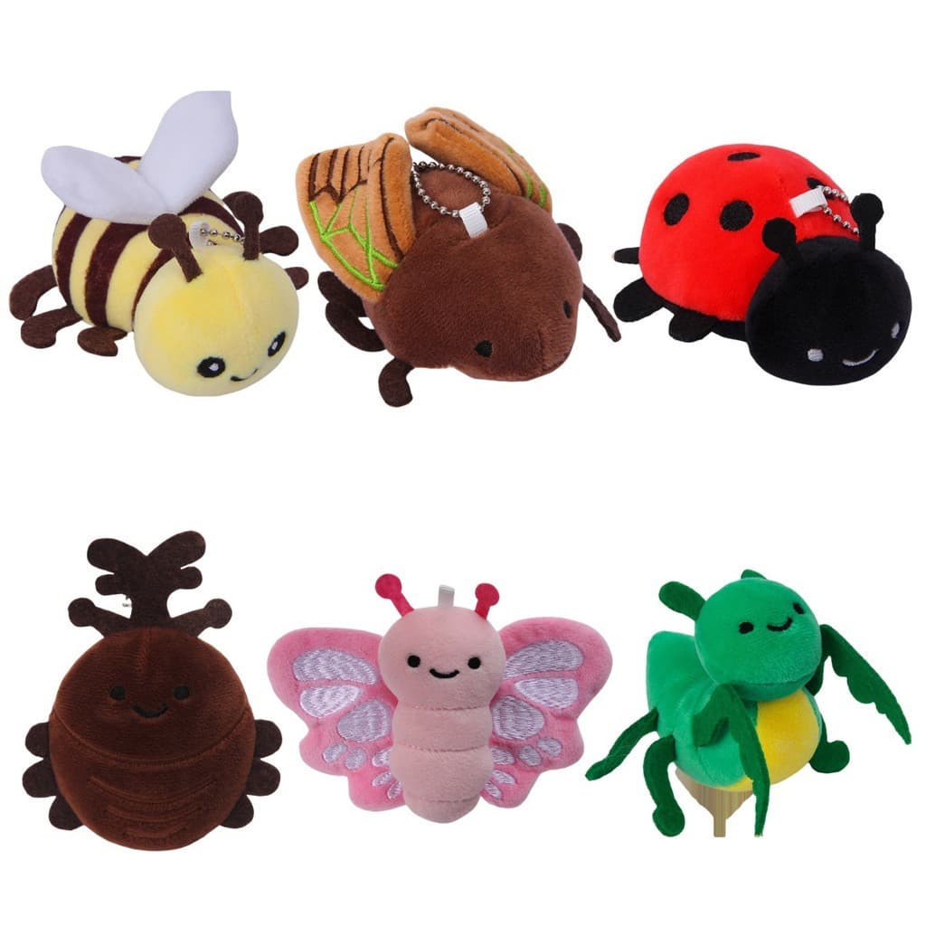 Série Inseto Brinquedo De Pelúcia Borboleta Joaninha Besouro Louva-a-deus Abelha Chaveiro Stuffed Plushie Dolls Pequeno