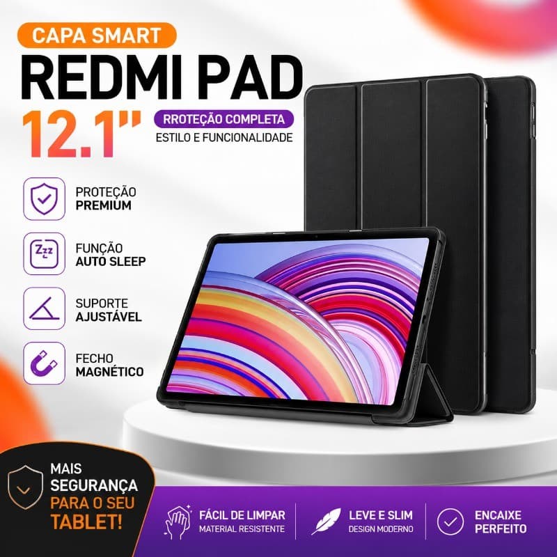 Capinha silicone Premium Para Xiaomi Poco Pad / Redmi Pad Pro 12.1" com Suporte e Proteção Total