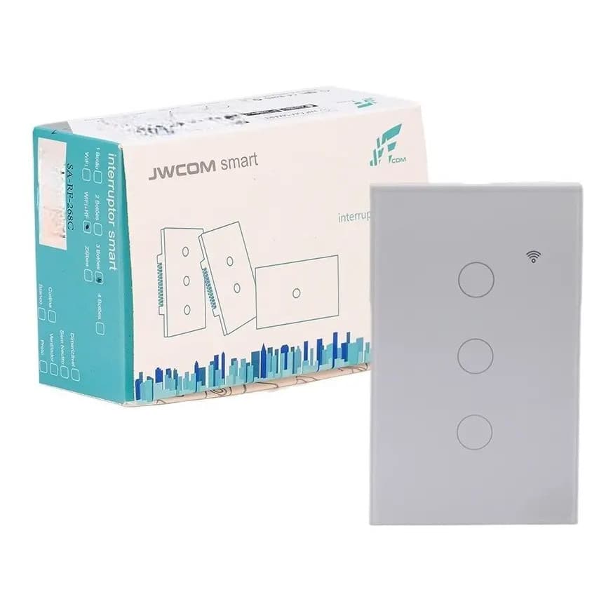 Interruptor JWCOM Inteligente 3 Botões Zigbee 4x2 Touch Alexa