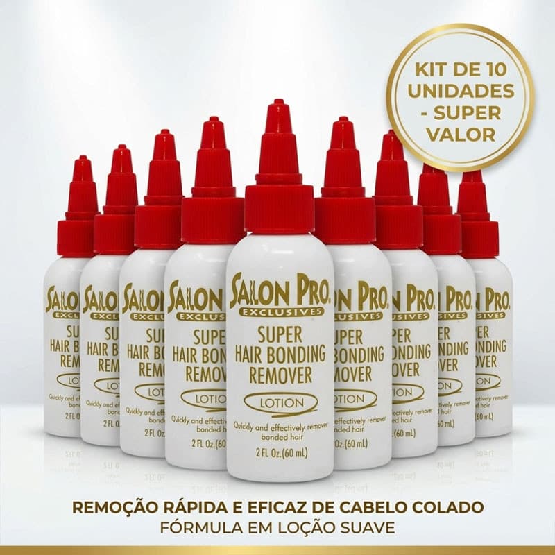 Kit Atacado 10 Unidades Removedor de Cola Alongamento Capilar Salon Pro 60ml | Profissional para Salão de Beleza