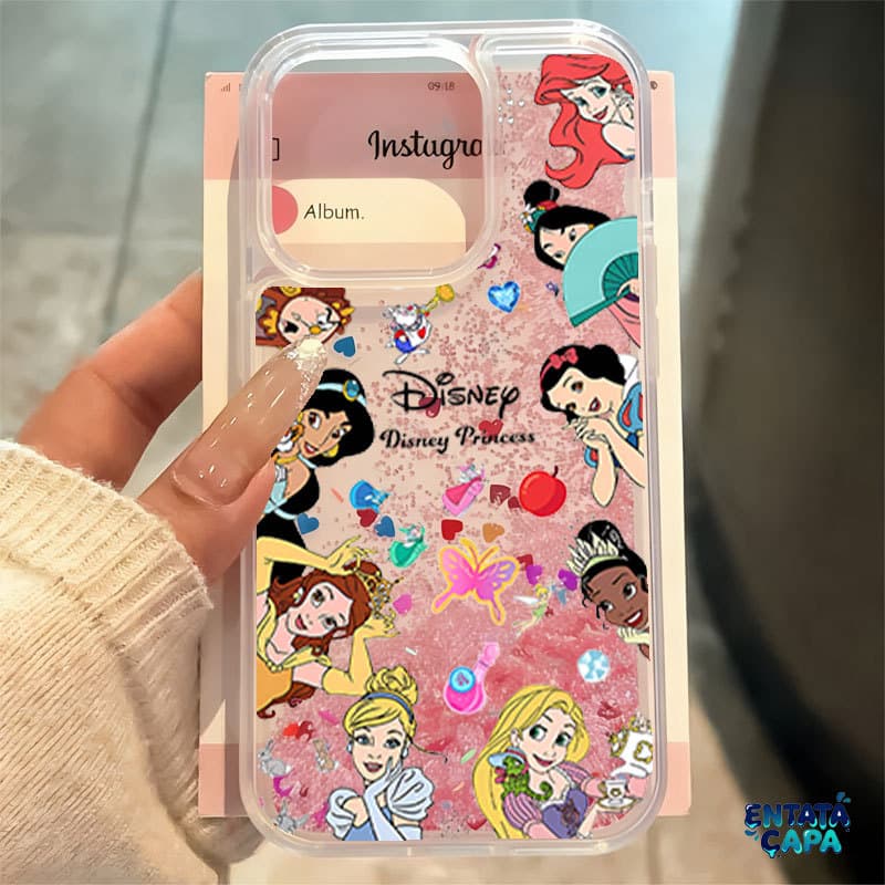 Capinha de Celular Princesas Anti Queda Areia Movediça Para iPhone 17 Pro Max 16 16E 13 11 15 14 Plus XR Air XS Capa