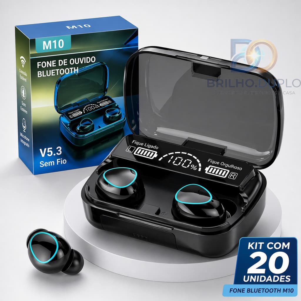 Atacado Kit 15/20 M10 Fone De Ouvido bluetooth 5.1 Com display Led Tws Touch Redução De Ruído À Prova D'água Sem Fio