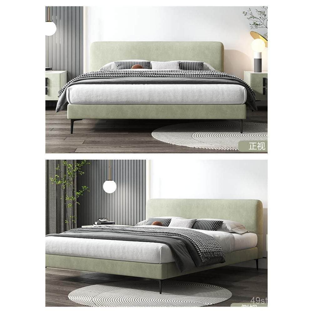 Cama de tecido minimalista em estilo italiano, cama de veludo tecnológico nórdico para quarto principal, cama moderna de